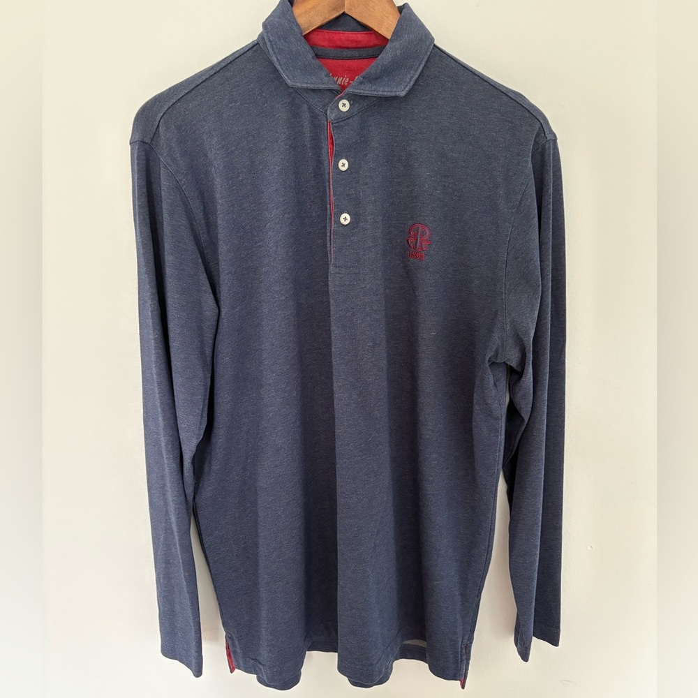 Johnnie-O modal blend logo long sleeved polo in dark blue